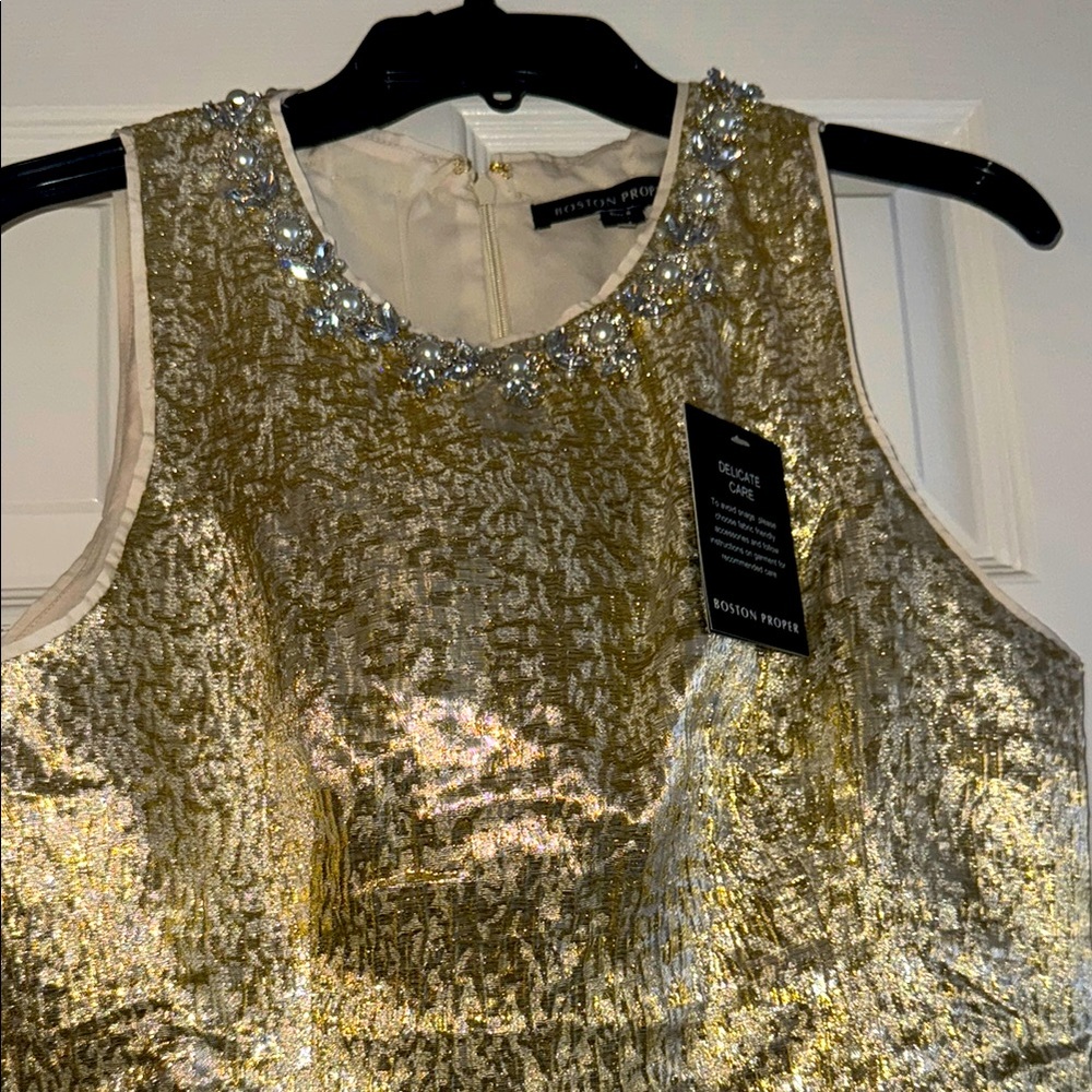 Boston Proper Gold Sleeveless Top